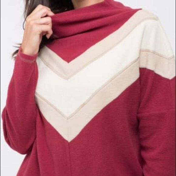 Blu Pepper Burgundy Color Block V Stripe Retro Sm - Picture 2 of 6